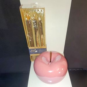 SMALL SIZED HANDMADE "PINK" PORCELAIN APPLE DECOR